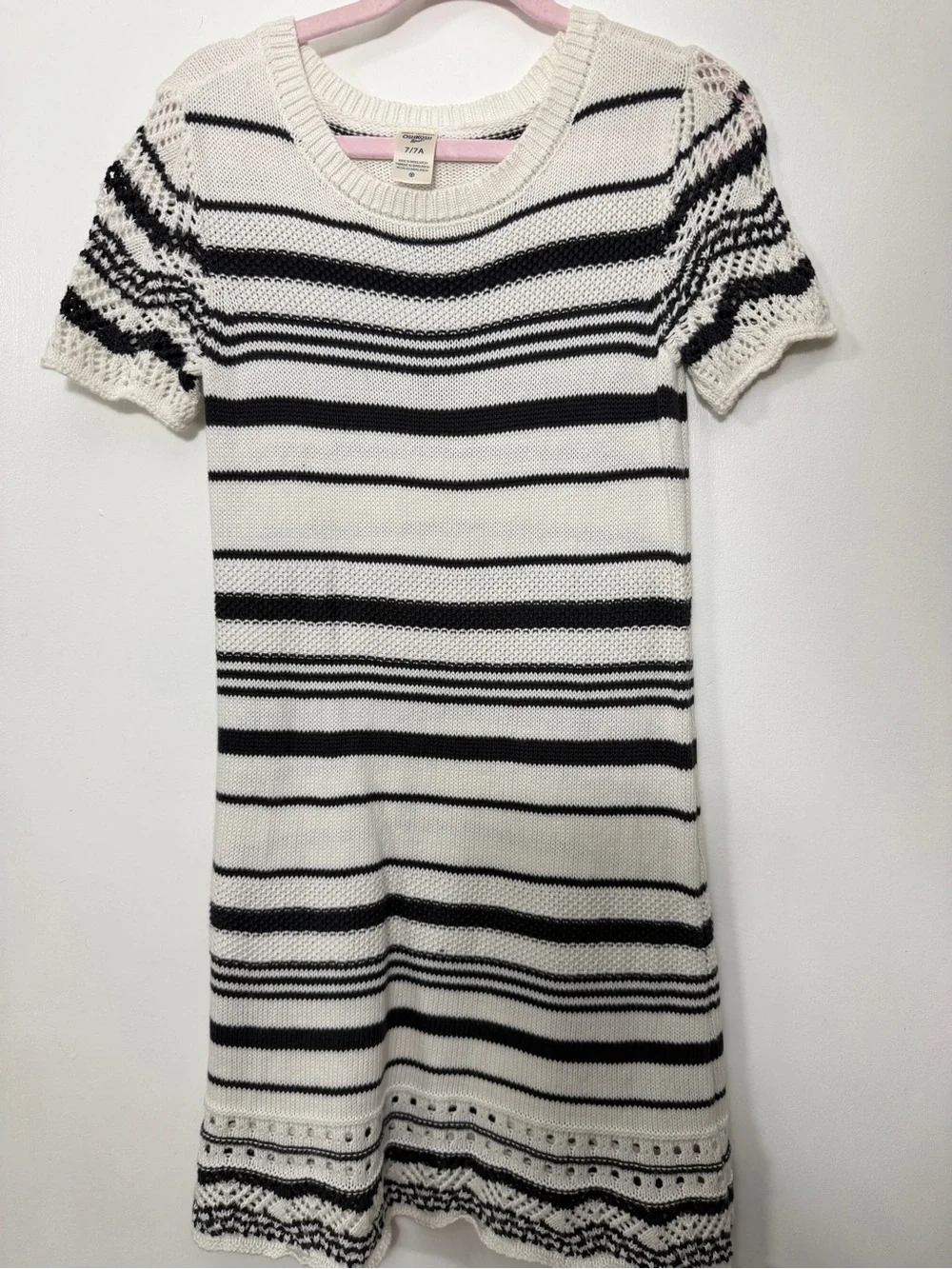 OshKosh B'gosh White & Black Striped Knit Dress